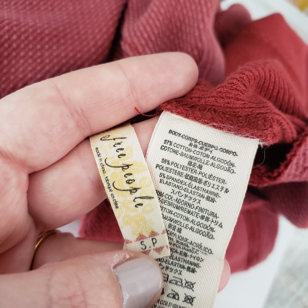 Free People Cuffed Red Thermal - Picture 4 of 8